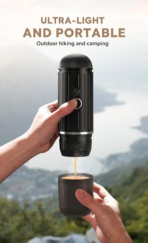 Portable Coffee Maker Travel Espresso Machine 120W White Color , 19 Bar Pressure 7500mAh Rechargeable Battery Version Portable On the Go for Camping, Driving, Home and Office Travelling White Color in Saudi Arabia