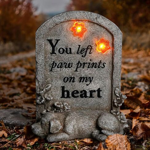 Dog Memory Stone Solar Lights Garden Memorial Stepping Stone Sleeping Dog Tombstone with Solar Light Pet Loss Gift for Dog Dog Garden Stone or Headstone with Paw Prints Pet Graver Marker in Saudi Arabia