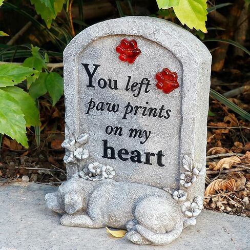 Dog Memory Stone Solar Lights Garden Memorial Stepping Stone Sleeping Dog Tombstone with Solar Light Pet Loss Gift for Dog Dog Garden Stone or Headstone with Paw Prints Pet Graver Marker in Saudi Arabia