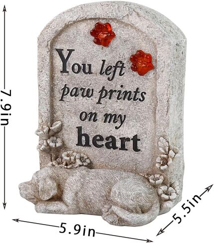 Dog Memory Stone Solar Lights Garden Memorial Stepping Stone Sleeping Dog Tombstone with Solar Light Pet Loss Gift for Dog Dog Garden Stone or Headstone with Paw Prints Pet Graver Marker in Saudi Arabia