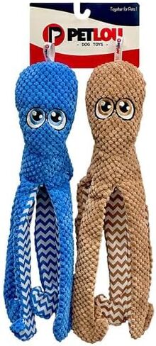 Pet Lou Octopus Twin Pack, 16-inch Height, Blue and Brown, Super Soft, Animal Plush Toys in Saudi Arabia