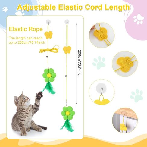 6 قطع من لعبة القطط المعلقة، لعبة تعليق القطط على الباب، لعبة القطط التفاعلية، ألعاب ريش القطط، دعابة قابلة للسحب، إطار باب، ألعاب سلسلة للقطط للعب في الأماكن المغلقة وممارسة الصيد in Kuwait