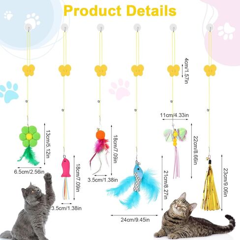 6 قطع من لعبة القطط المعلقة، لعبة تعليق القطط على الباب، لعبة القطط التفاعلية، ألعاب ريش القطط، دعابة قابلة للسحب، إطار باب، ألعاب سلسلة للقطط للعب في الأماكن المغلقة وممارسة الصيد in Kuwait