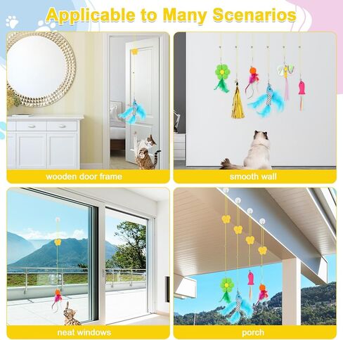 6 قطع من لعبة القطط المعلقة، لعبة تعليق القطط على الباب، لعبة القطط التفاعلية، ألعاب ريش القطط، دعابة قابلة للسحب، إطار باب، ألعاب سلسلة للقطط للعب في الأماكن المغلقة وممارسة الصيد in Kuwait
