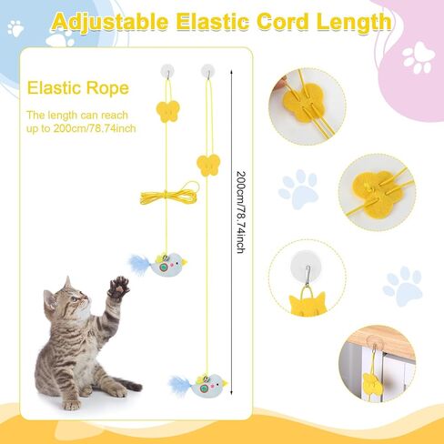 6 Pcs Hanging Cat Toy, Cat Hanging Toy Door Hanging Cat Toy Interactive Cat Feather Toys Cat Teaser Retractable Doorway Hanger Door Frame Cat String Toys for Indoor Play Hunting Exercise in Saudi Arabia