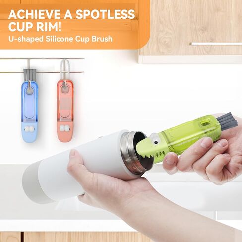 3 in 1 Cup Lid Gap Cleaning Brush Set, Multifunctional Bottle Cleaning Brush, Silicone Cup Lid Gap Cleaner, Home Kitchen Crevice Cleaning Tools (Multicolored) in Saudi Arabia