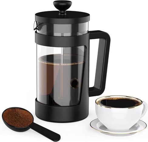 ماكينة ضغط فرنسية صغيرة من راينبين، 12 أونصة، ماكينة صنع القهوة الفرنسية الصغيرة 1 كوب، ماكينة تحضير القهوة لمرة واحدة، ماكينة تحضير القهوة مع 3 مستويات ترشيح، مثالية لمحبي الشاي والقهوة in Kuwait