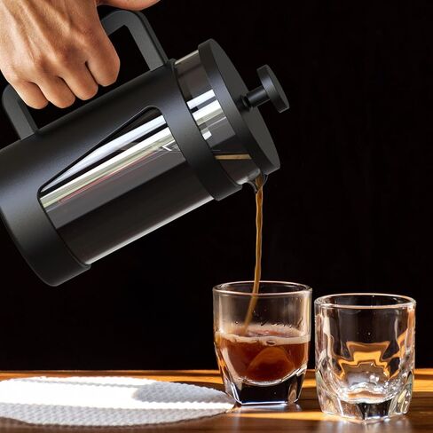 ماكينة ضغط فرنسية صغيرة من راينبين، 12 أونصة، ماكينة صنع القهوة الفرنسية الصغيرة 1 كوب، ماكينة تحضير القهوة لمرة واحدة، ماكينة تحضير القهوة مع 3 مستويات ترشيح، مثالية لمحبي الشاي والقهوة in Kuwait