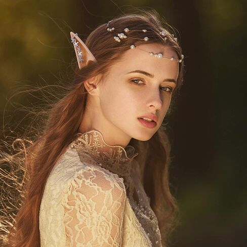 FRESHME Elf Ears with Piercings - Handmade Fairy Ears with Gold Butterfly Earrings Cuffs in Saudi Arabia