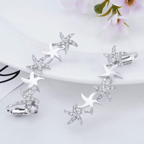FRESHME Elf Ears with Piercings - Handmade Fairy Ears with Gold Butterfly Earrings Cuffs in Saudi Arabia