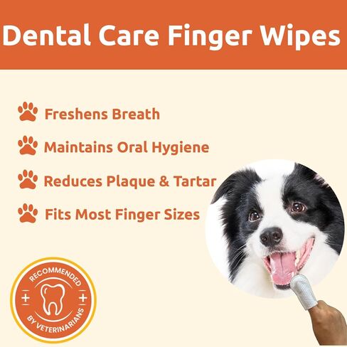 Dental Care Finger Wipes - Dog Tooth Brushing Kit Dental Wipes - Dog Teeth Cleaning Finger Wipes - Reduces Plaque & Freshens Breath for Dogs and Cats - 40 Count in Saudi Arabia