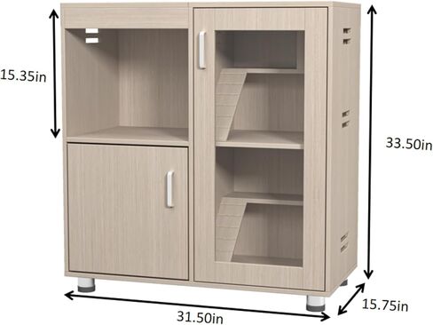 4-Tier Wood Hamster Cage with Independent Storage Cabinet, Rat Cage, Chinchilla House, Guinea Pig Hutch & Bridge, Acrylic Panels, X-Large Living Habitat (31.5" L x 15.75" W x 34.65" H), Wood in Kuwait