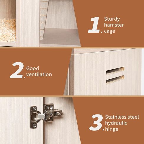 4-Tier Wood Hamster Cage with Independent Storage Cabinet, Rat Cage, Chinchilla House, Guinea Pig Hutch & Bridge, Acrylic Panels, X-Large Living Habitat (31.5" L x 15.75" W x 34.65" H), Wood in Kuwait