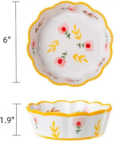 Premium Cat Food Bowl Set of 2, 6" Ceramic Cat Water Bowl, Cute Cat Bowls for Indoor Cats, Shallow Weighted Cat Dishes for Wet Food, Whisker Fatigue Kitten Bowls Large Capacity in Saudi Arabia