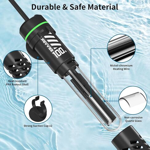 50W 100W Small Submersible Aquarium Heater, Constant Temperature 77℉, Betta Fish Tank Heater Suitable for Saltwater and Freshwater, 5/10/20 Gallon Fish Tahk (50W) in Saudi Arabia