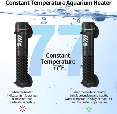 50W 100W Small Submersible Aquarium Heater, Constant Temperature 77℉, Betta Fish Tank Heater Suitable for Saltwater and Freshwater, 5/10/20 Gallon Fish Tahk (50W) in Saudi Arabia