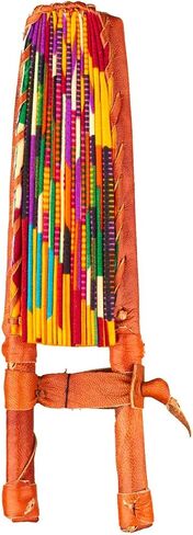 Handmade In Ghana African Ankara Fabric Decorative Folding Fan With Genuine Leather Handles (Fan C) in Saudi Arabia