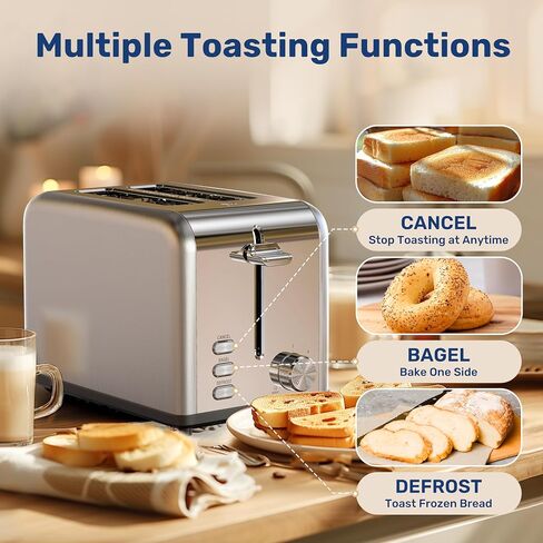 YSSOA 2-Slice Toaster with Extra Wide Slot & Removable Crumb Tray, 5 Browning Setting and 3 Function: Bagel/Defrost/Cancel, Retro Stainless-Steel Style, for Bread & Waffle, Retro Black in Saudi Arabia