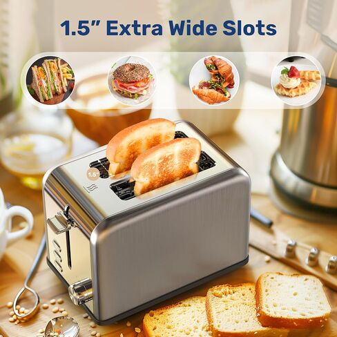 YSSOA 2-Slice Toaster with Extra Wide Slot & Removable Crumb Tray, 5 Browning Setting and 3 Function: Bagel/Defrost/Cancel, Retro Stainless-Steel Style, for Bread & Waffle, Retro Black in Saudi Arabia