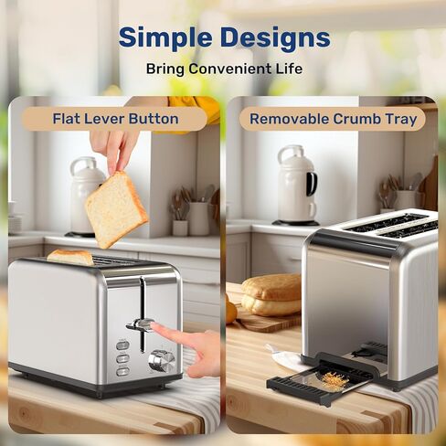 YSSOA 2-Slice Toaster with Extra Wide Slot & Removable Crumb Tray, 5 Browning Setting and 3 Function: Bagel/Defrost/Cancel, Retro Stainless-Steel Style, for Bread & Waffle, Retro Black in Saudi Arabia