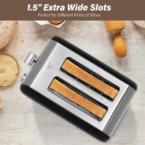 YSSOA 2-Slice Toaster with Extra Wide Slot & Removable Crumb Tray, 5 Browning Setting and 3 Function: Bagel/Defrost/Cancel, Retro Stainless-Steel Style, for Bread & Waffle, Retro Black in Saudi Arabia