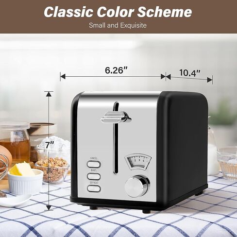 YSSOA 2-Slice Toaster with Extra Wide Slot & Removable Crumb Tray, 5 Browning Setting and 3 Function: Bagel/Defrost/Cancel, Retro Stainless-Steel Style, for Bread & Waffle, Retro Black in Saudi Arabia