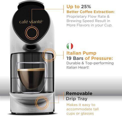 ENZO Espresso Machine Compatible with Nespresso Originaline Capsules | 19 Bars of Pressure | Ultra Low Noise Italian Pump | Removable Drip Tray for Large Cups | Brew Espresso Pods for Cappuccinos, Cafe Lattes, Machiattos & More. in Saudi Arabia