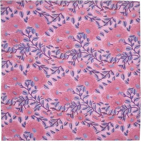 Baby Purple and Pink 100% Pure Cotton Cloth 20X20 Inch Washbale Napkins, Indian Hand Block Printed Reusable Set of 4 Dinner Napkins, Housewarming Wedding Christmas Napkins Gift for Her in Saudi Arabia