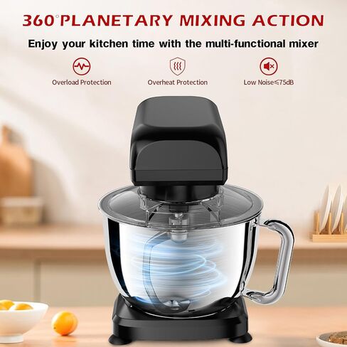 Stand Mixer, Facelle 5.5Qt Mixers Kitchen Electric, 10+P Speed Tilt-Head Cake Mixer for Daily Use Baking with Stainless Steel Bowl, Dough Hook, Wire Whisk, Flat Beater, Spatula-Black in Saudi Arabia