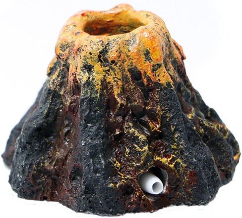 Aquarium Ornament Volcano Fish Tank Bubble Stone Decoration Bubbler Large Decor Landscaping (Small with Bubbler) in Saudi Arabia