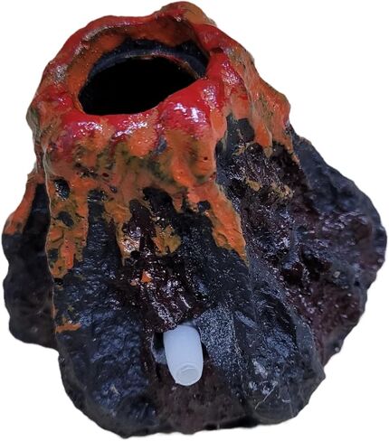 Aquarium Ornament Volcano Fish Tank Bubble Stone Decoration Bubbler Large Decor Landscaping (Small with Bubbler) in Saudi Arabia