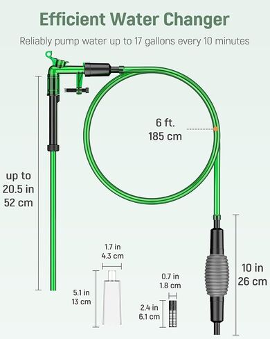 Pawfly Aquarium Water Changer Kit, Fish Tank Siphon Vacuum Cleaner with 6 Feet Long Hose and Extendable Tubing Manual Aquarium Gravel Cleaner Tools for Water Changing Sand Washing and Maintenance in Kuwait