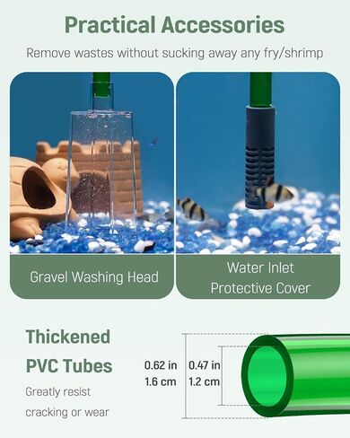 Pawfly Aquarium Water Changer Kit, Fish Tank Siphon Vacuum Cleaner with 6 Feet Long Hose and Extendable Tubing Manual Aquarium Gravel Cleaner Tools for Water Changing Sand Washing and Maintenance in Kuwait