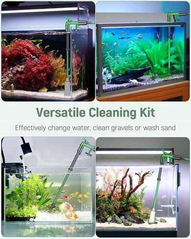 Pawfly Aquarium Water Changer Kit, Fish Tank Siphon Vacuum Cleaner with 6 Feet Long Hose and Extendable Tubing Manual Aquarium Gravel Cleaner Tools for Water Changing Sand Washing and Maintenance in Kuwait