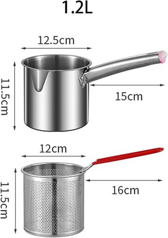 Deep Frying Pot Frying Basket Stainless Steel with Filter Basket Nonstick Practical Cooking Tool Cooking Pot for Home Kitchen Camping Picnic, Small with Lid in Saudi Arabia