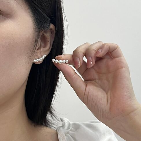 أقراط اللؤلؤ الزاحف من الفضة الاسترليني مصنوعة يدويًا من 5 أقراط متسلقة من لؤلؤ المياه العذبة المزروعة in Kuwait