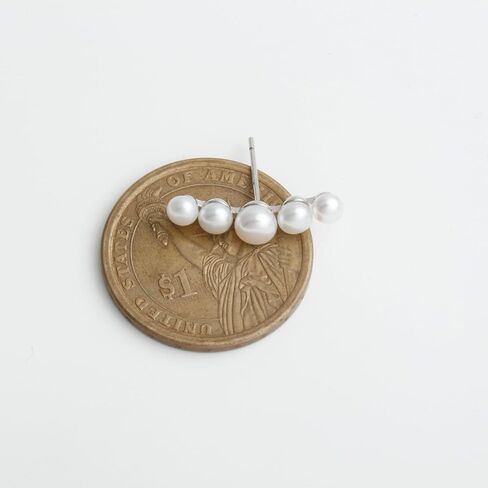 أقراط اللؤلؤ الزاحف من الفضة الاسترليني مصنوعة يدويًا من 5 أقراط متسلقة من لؤلؤ المياه العذبة المزروعة in Kuwait