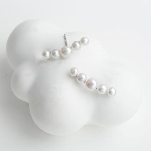 أقراط اللؤلؤ الزاحف من الفضة الاسترليني مصنوعة يدويًا من 5 أقراط متسلقة من لؤلؤ المياه العذبة المزروعة in Kuwait