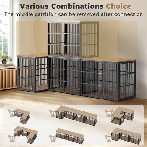 Lyromix 48'' XXL Dog Crate Furniture with 3 Doors for Large Dogs in Saudi Arabia
