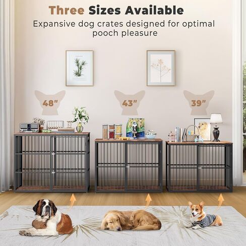 Lyromix 48'' XXL Dog Crate Furniture with 3 Doors for Large Dogs in Saudi Arabia