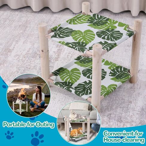 Elevated Cat Beds for Indoor Cats,Wooden Double-Deck Cat Hammock Bunk Bed for 2 Cats,Raised Cat Furniture Pet Bed Puppy Bed for Small Animals（Green） in Saudi Arabia