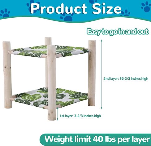 Elevated Cat Beds for Indoor Cats,Wooden Double-Deck Cat Hammock Bunk Bed for 2 Cats,Raised Cat Furniture Pet Bed Puppy Bed for Small Animals（Green） in Saudi Arabia
