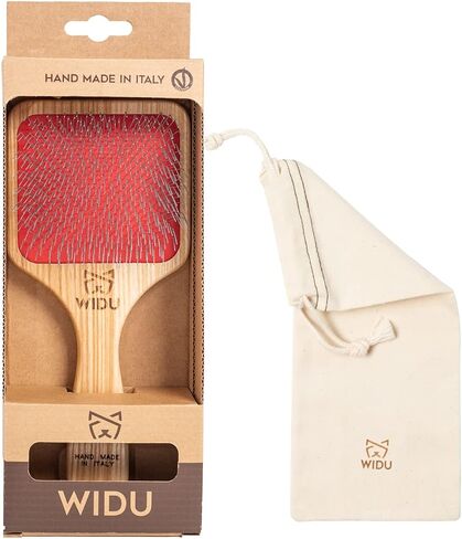 Brush for Dogs and Cats, Ideal for Medium and Large Pets with Long Hair, Professional Carder in Ash Wood, Handmade in Italy - 21.5 x 9.4 cm, with 24 mm Long Teeth and 45° Inclination in Saudi Arabia