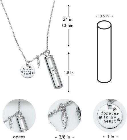 قلادة iHeartDogs Dog Urn - "Forever In My Heart" مجوهرات تذكارية من الفولاذ المقاوم للصدأ لرماد الحيوانات الأليفة in Kuwait