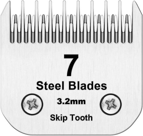 7 Skip Tooth Blades,Detachable Pet Dog Grooming Steel Blade Compatible with Andis,Oster A5,Wahl KM10 Series Clippers,Cut Length 1/8-Inch (3.2mm) in Saudi Arabia