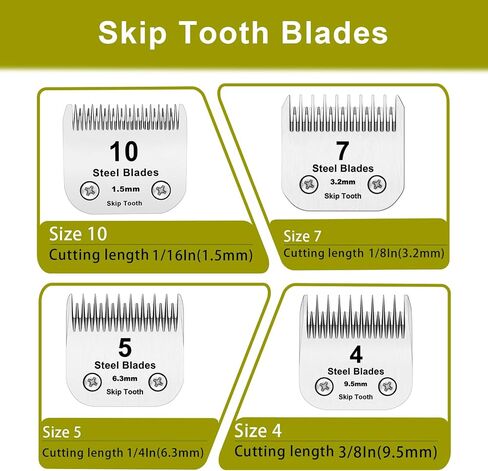 7 Skip Tooth Blades,Detachable Pet Dog Grooming Steel Blade Compatible with Andis,Oster A5,Wahl KM10 Series Clippers,Cut Length 1/8-Inch (3.2mm) in Saudi Arabia