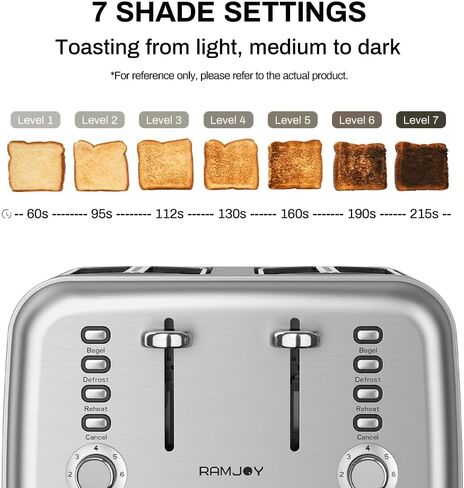 Toaster 4 Slice, Dual Independent Controls, Extra Wide Slot Toasters for Bagel, Bread, Waffles, 7 Shade Settings, 4 Main Functions, Removable Crumb Tray, 1500 Watts, Brushed Stainless Steel in Saudi Arabia