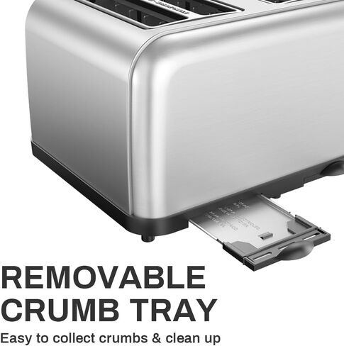 Toaster 4 Slice, Dual Independent Controls, Extra Wide Slot Toasters for Bagel, Bread, Waffles, 7 Shade Settings, 4 Main Functions, Removable Crumb Tray, 1500 Watts, Brushed Stainless Steel in Saudi Arabia