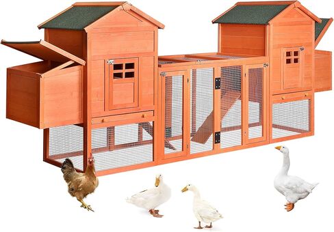 Rabbit Hutch, Indoor Bunny Cage, Outdoor Rabbit Cages with Run, Pet House with Deeper No Leak Tray, UV Panel, Removable Bottom Wire Mesh for Small Animals,Grey in Saudi Arabia