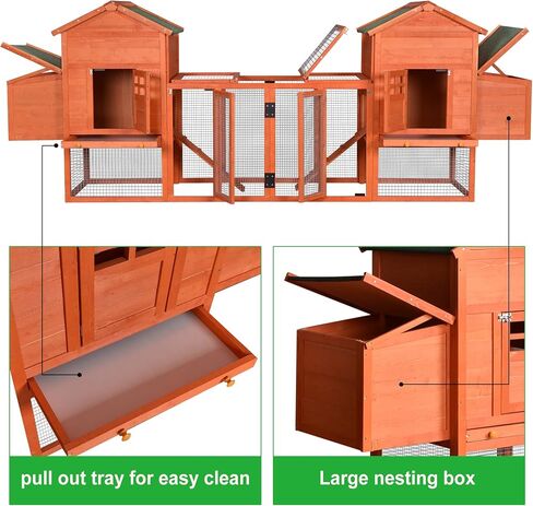 Rabbit Hutch, Indoor Bunny Cage, Outdoor Rabbit Cages with Run, Pet House with Deeper No Leak Tray, UV Panel, Removable Bottom Wire Mesh for Small Animals,Grey in Saudi Arabia